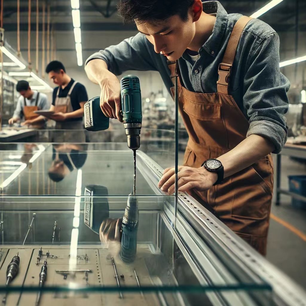 image of drilling the holes in the showcase 1