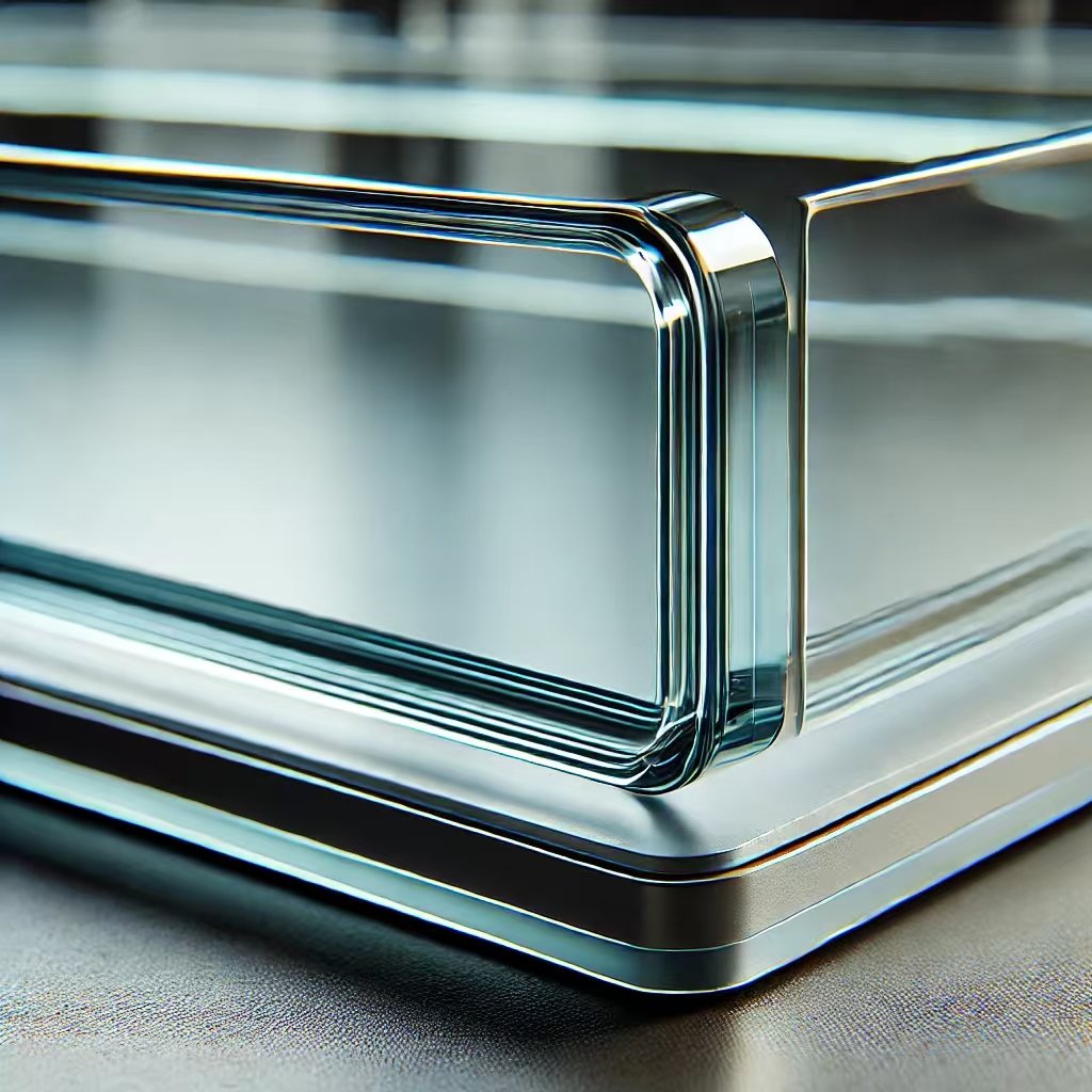 close up of tempered glass detail on a display shelf