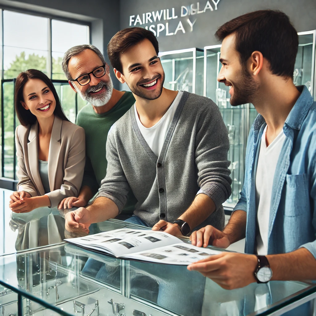 fairwill display customer service team assisting ariel with product selection