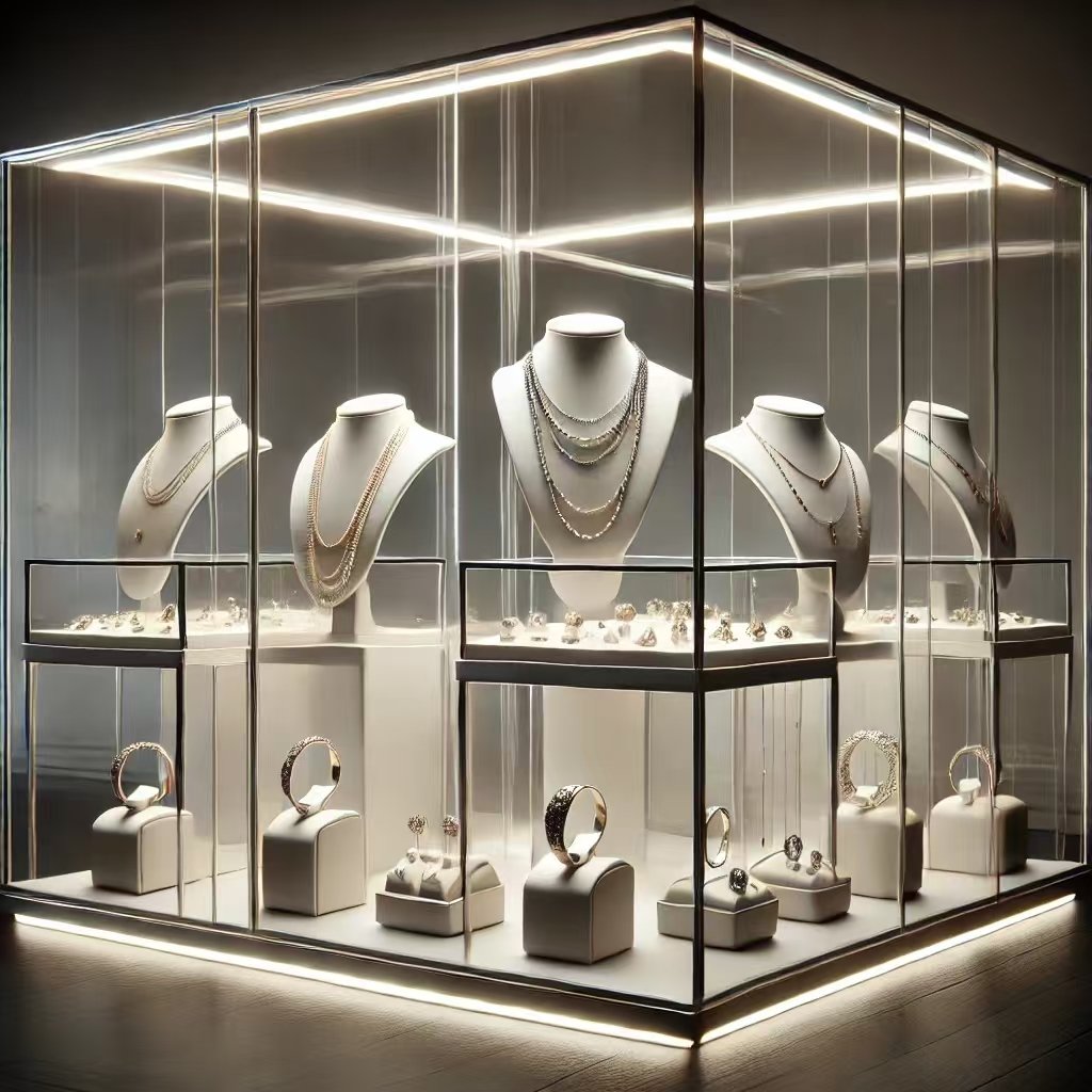 glass jewelry display showcase