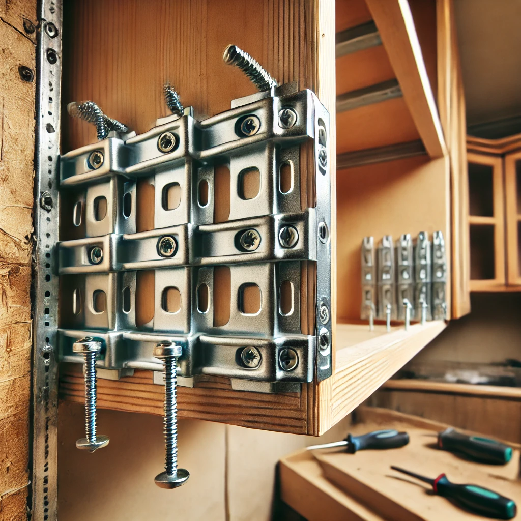 image of sturdy brackets used in kitchen cabinet installation