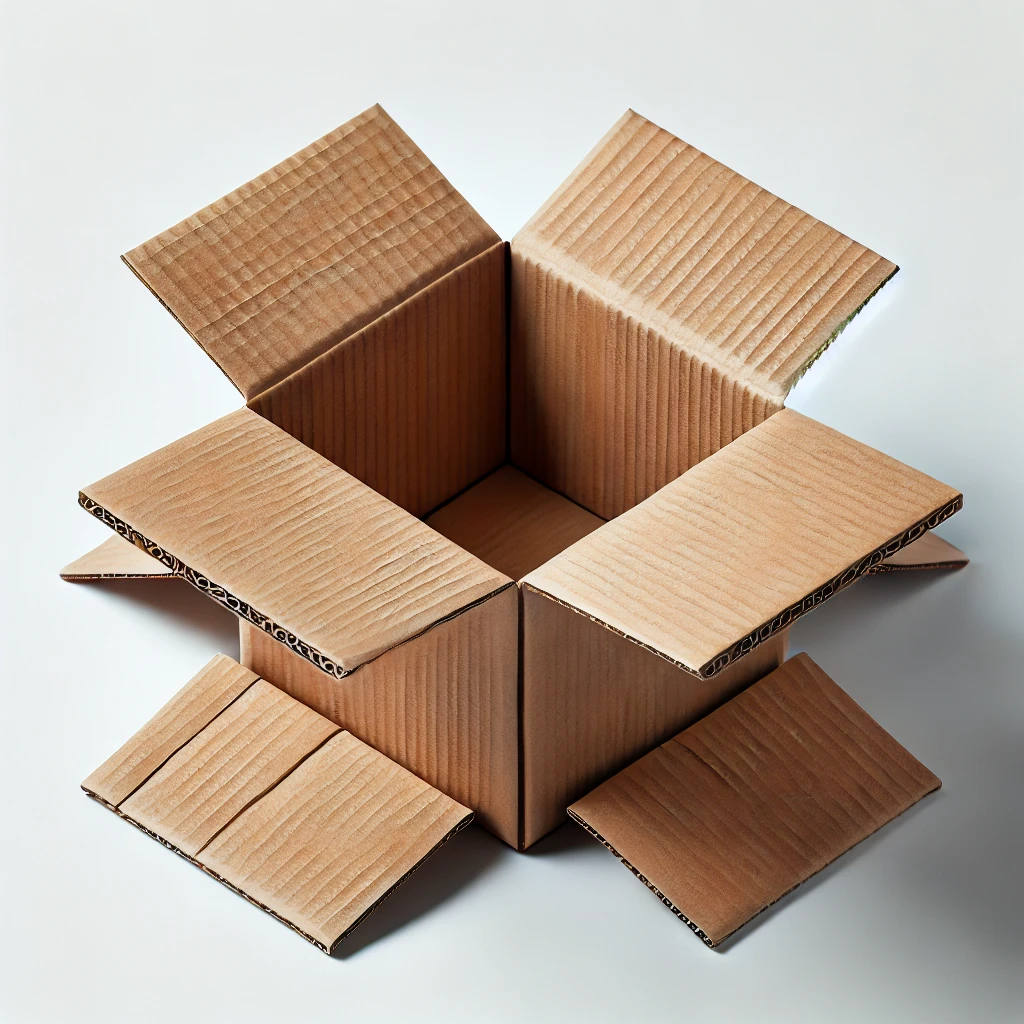 picture of folded cardboard pieces forming the shape of a box 2