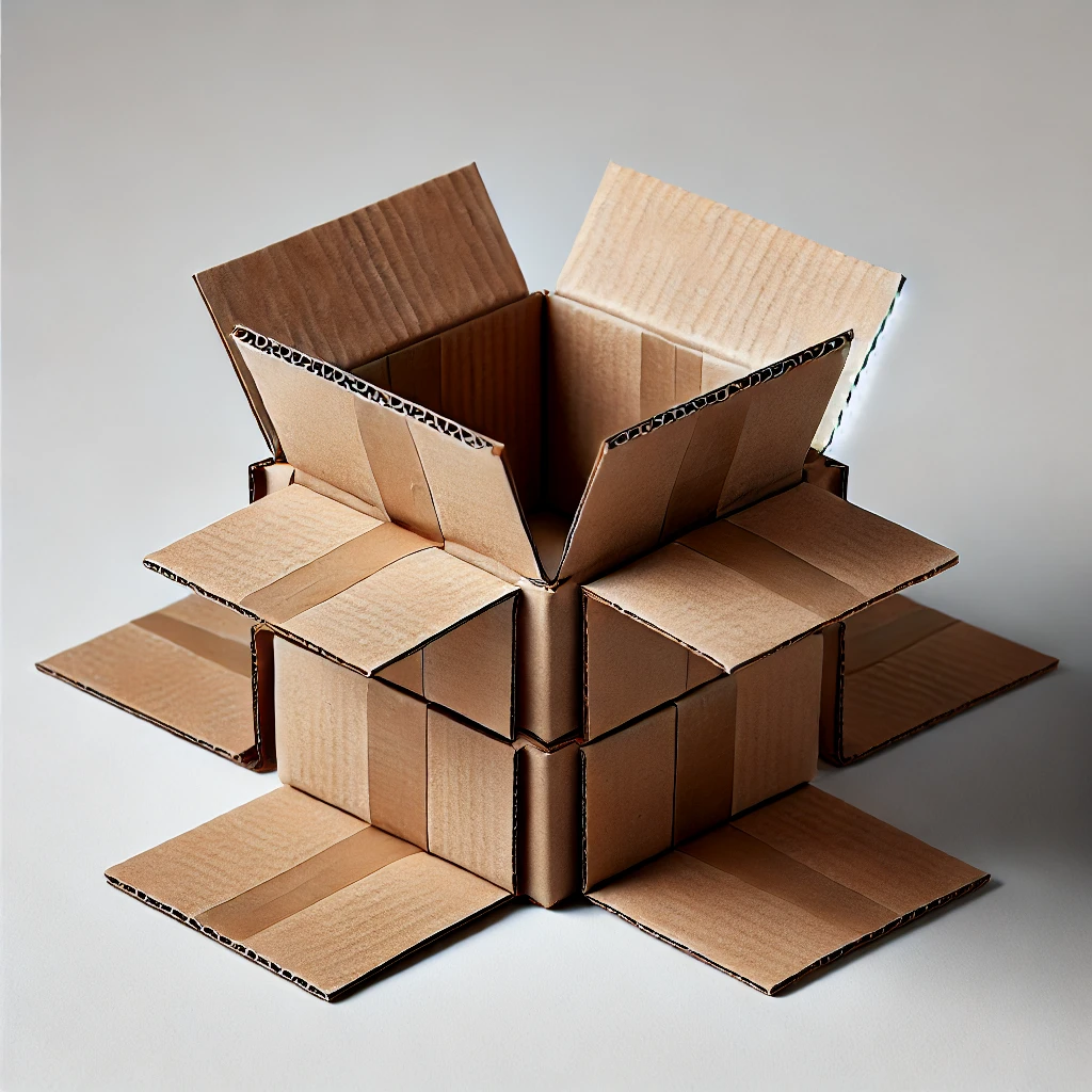 picture of folded cardboard pieces forming the shape of a box