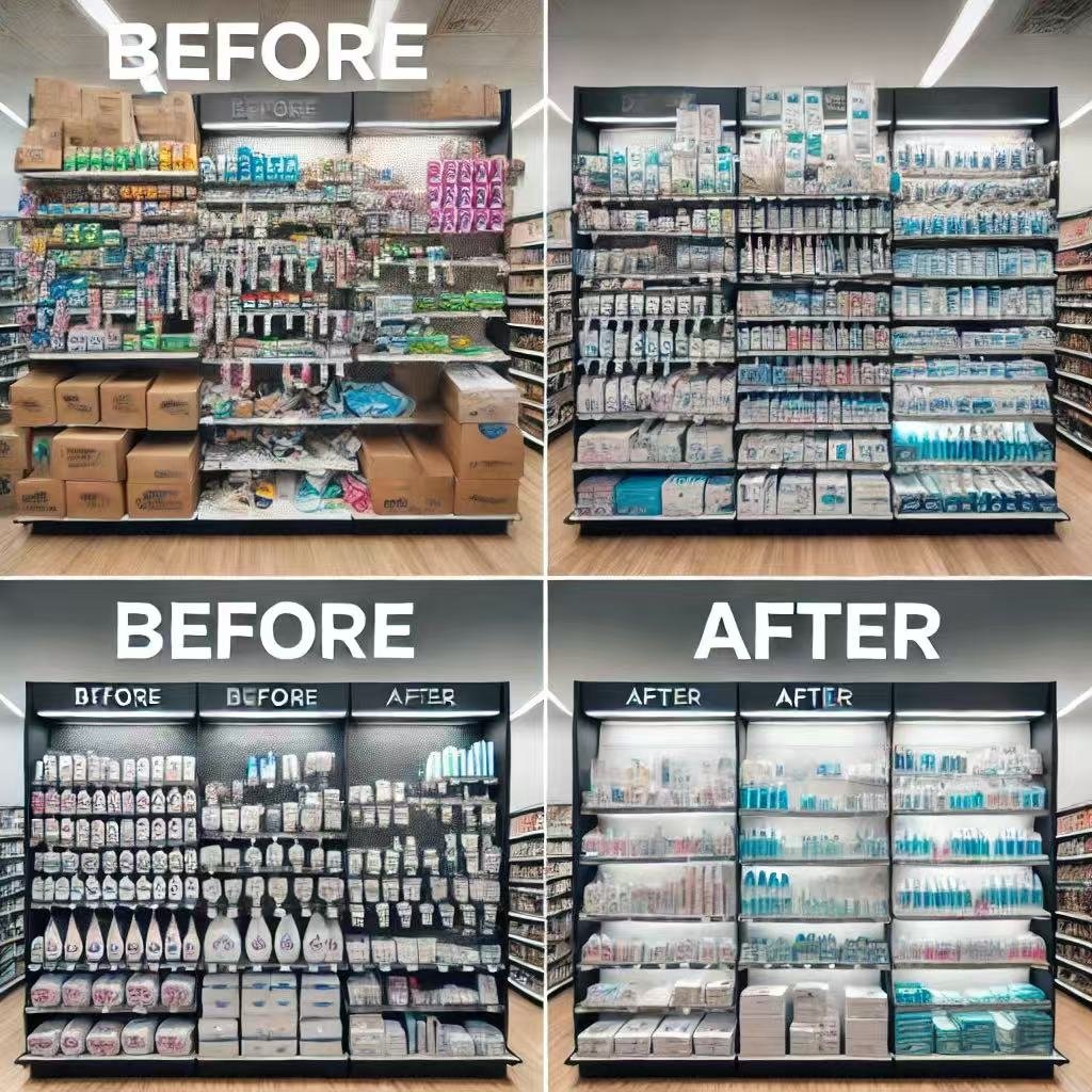 before and after shelf edge display installation