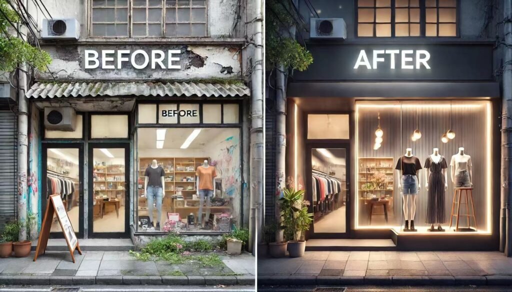 before and after shop renovation 2