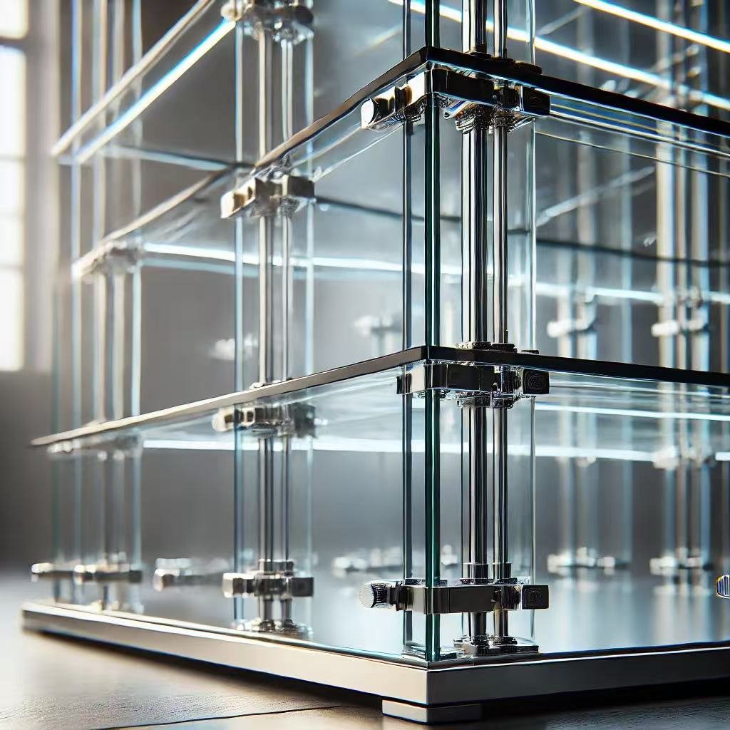 close ups of glass display racks 2