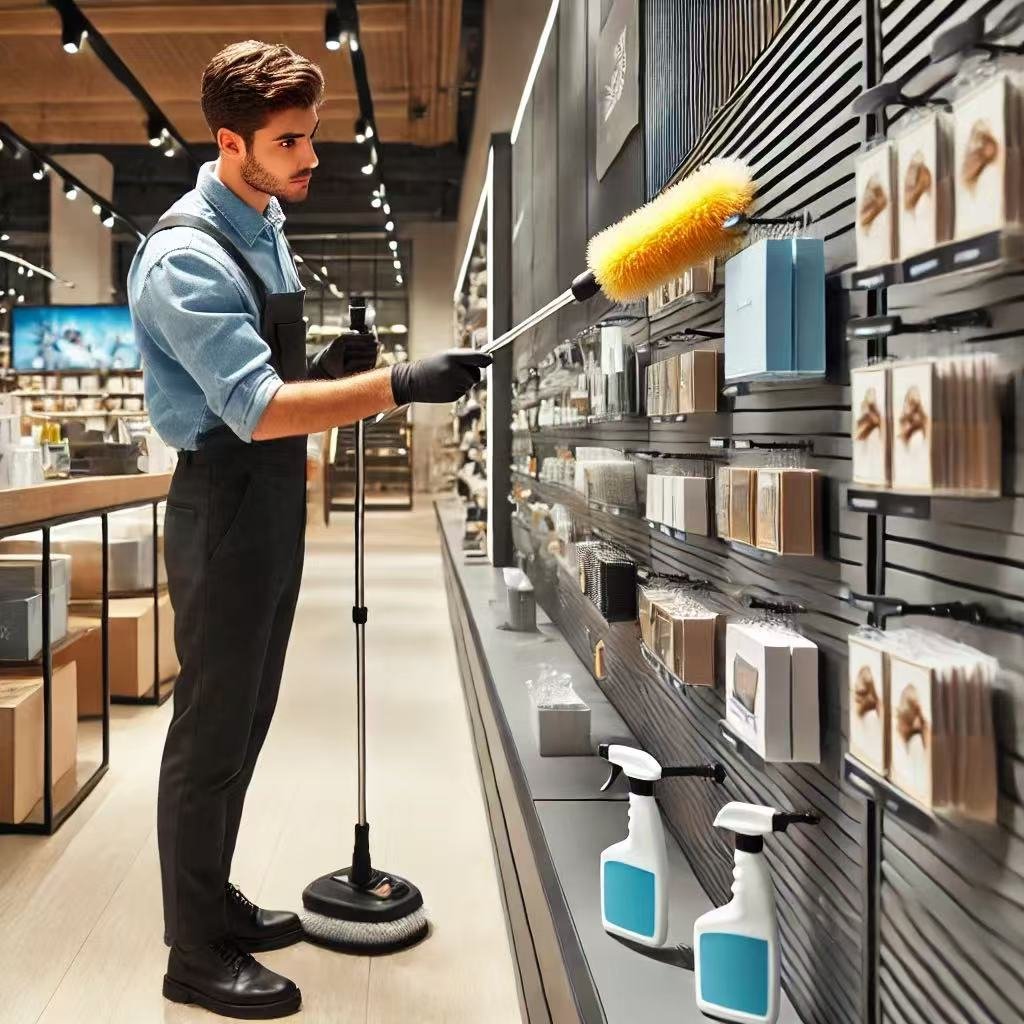 employee cleaning merchandise 2