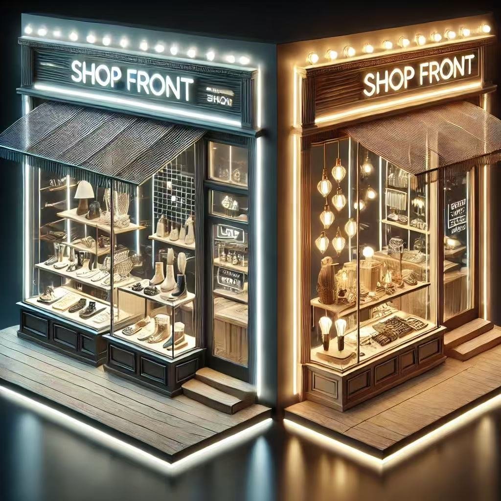 lighting in shop fronts