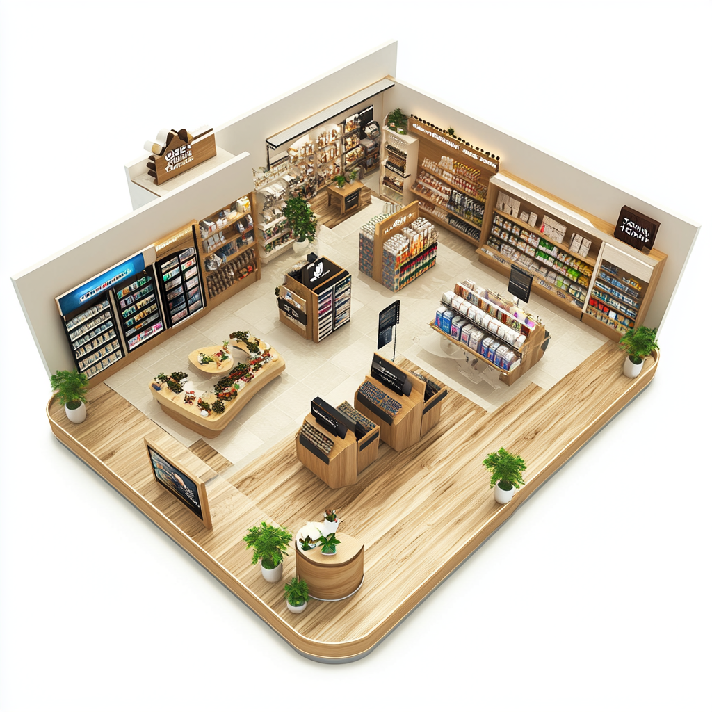 retail store layout with pos and sel