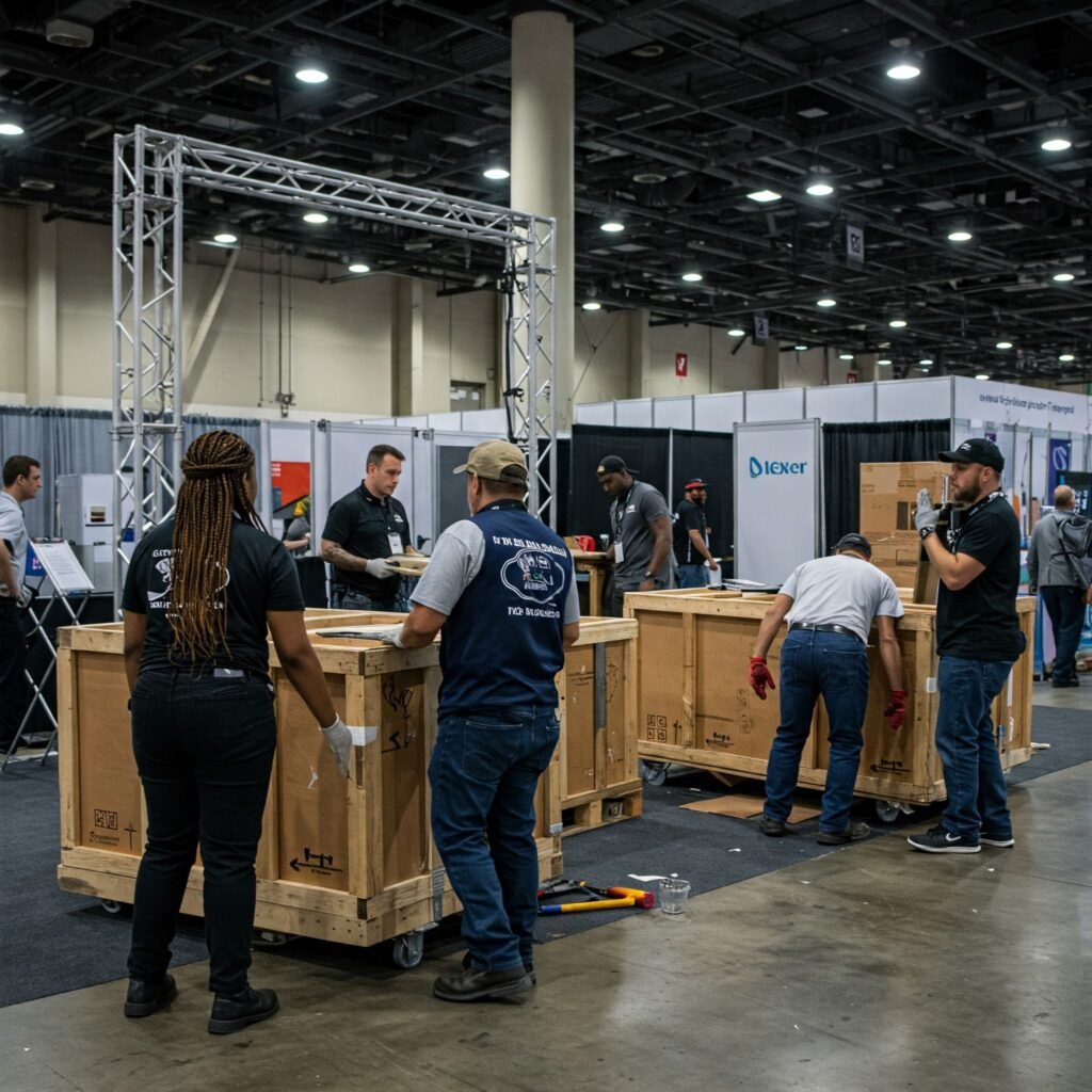 booth setup and shipping crates behind the scenes (2)